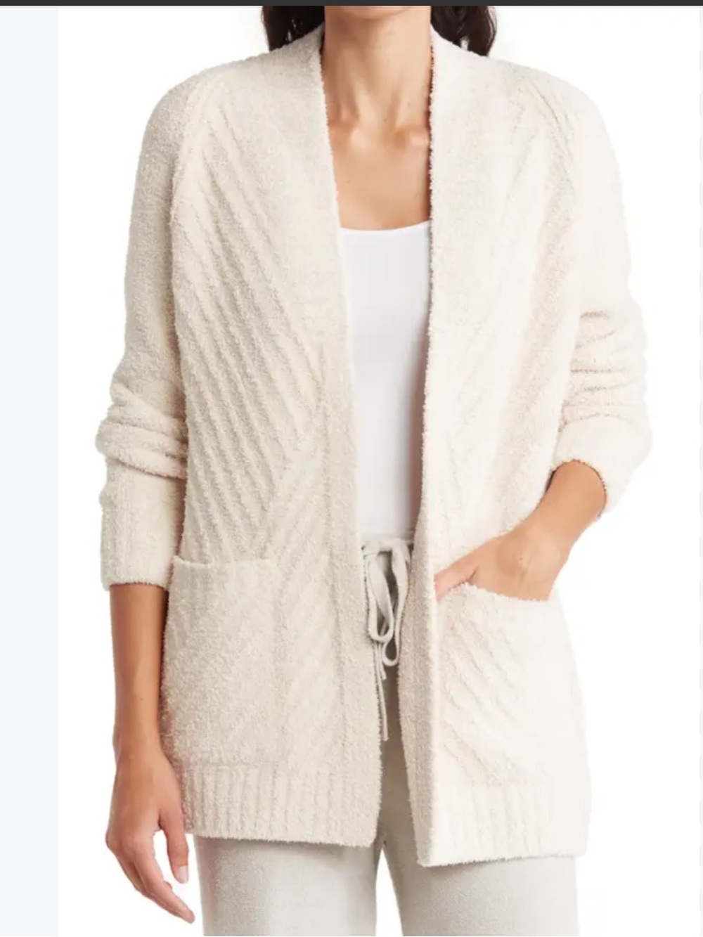 Barefoot Dreams Cream Open Front Cardigan Cozy Chic Small